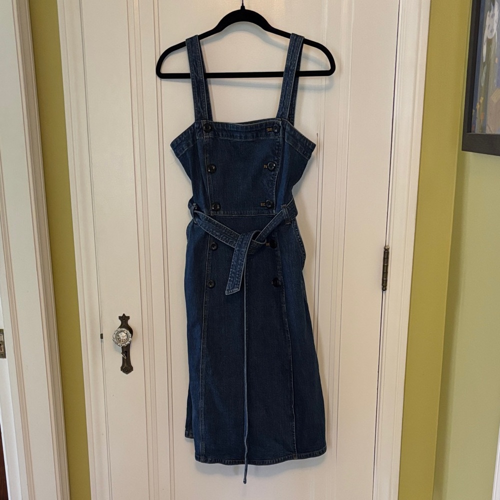 J. Crew Women's Dark Blue Jean Button-Up Tie Dress